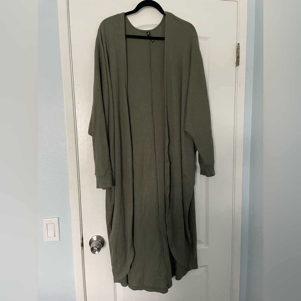 Long olive green duster